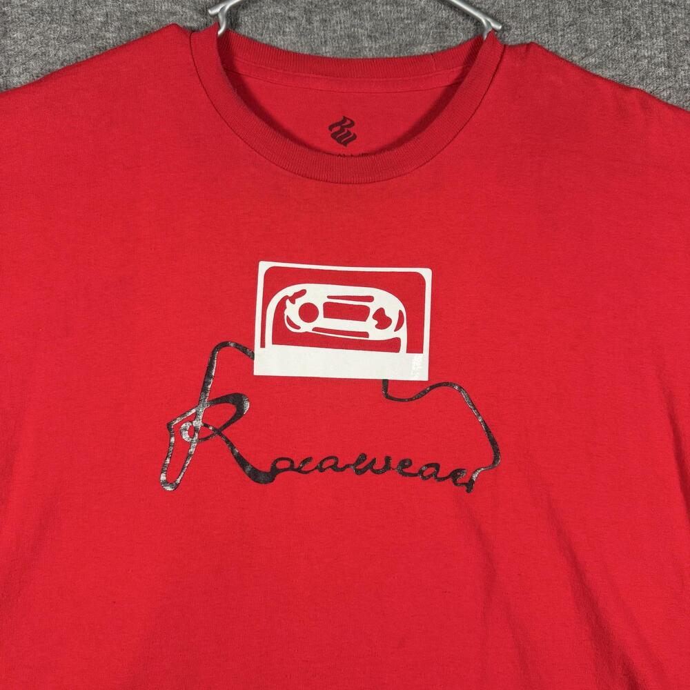 Rocawear Shirt Mens XL Red Cassette Tape Headphones Graphic Tee Hip Hop